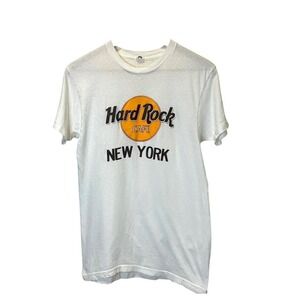 Vtg Hard Rock Cafe‎ New York T-Shirt Single Stitch SS White UnisexSize L *Read